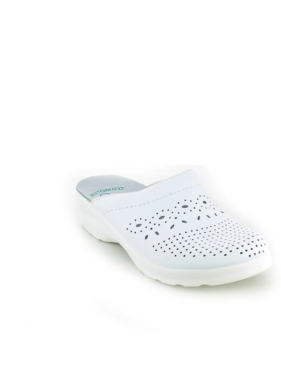 Fly Flot  Ciabatta Traforata Chiusa in Pelle Bianca 