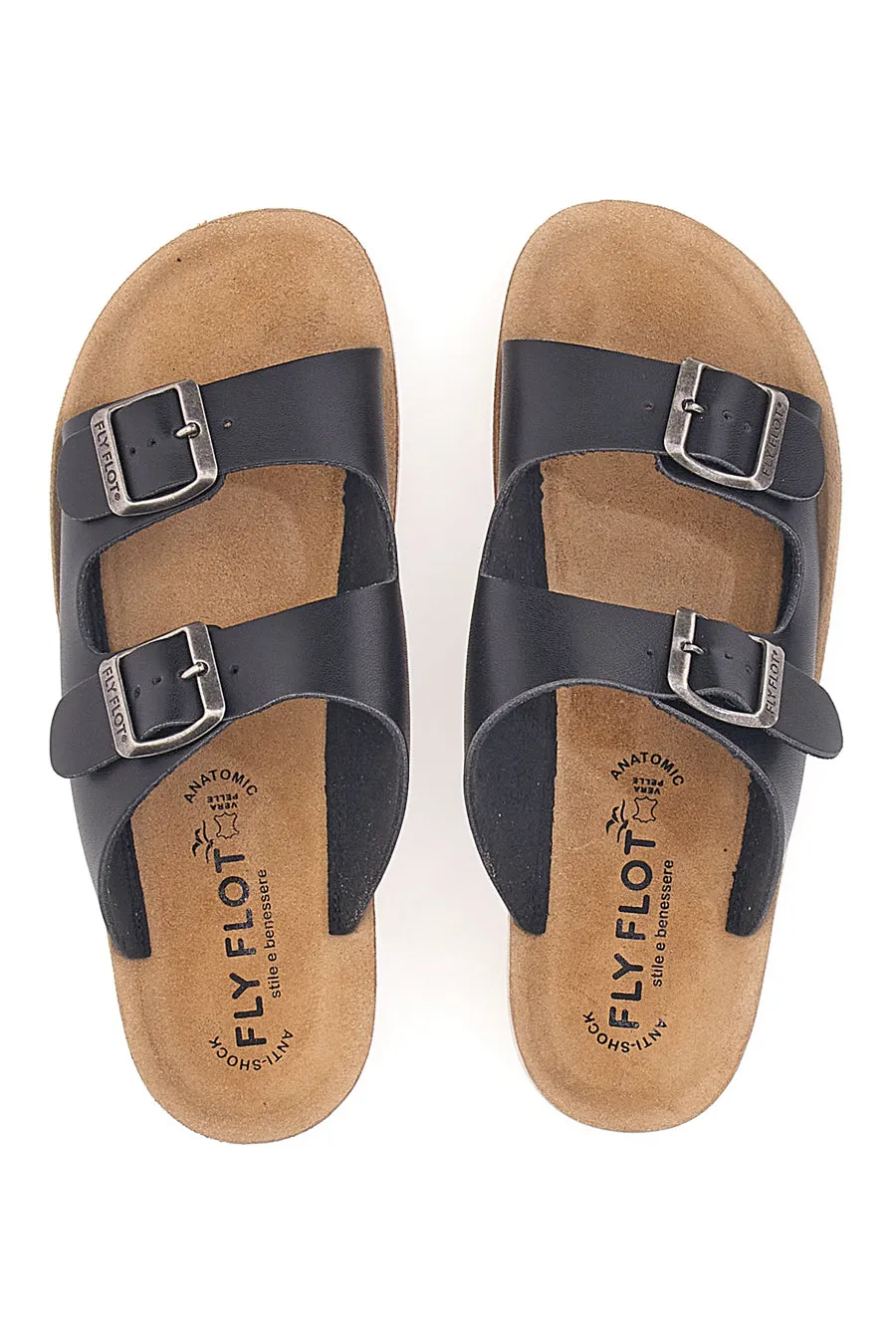   FLY FLOT Ciabatte Nere Con Fibbie Fly Flot 42642