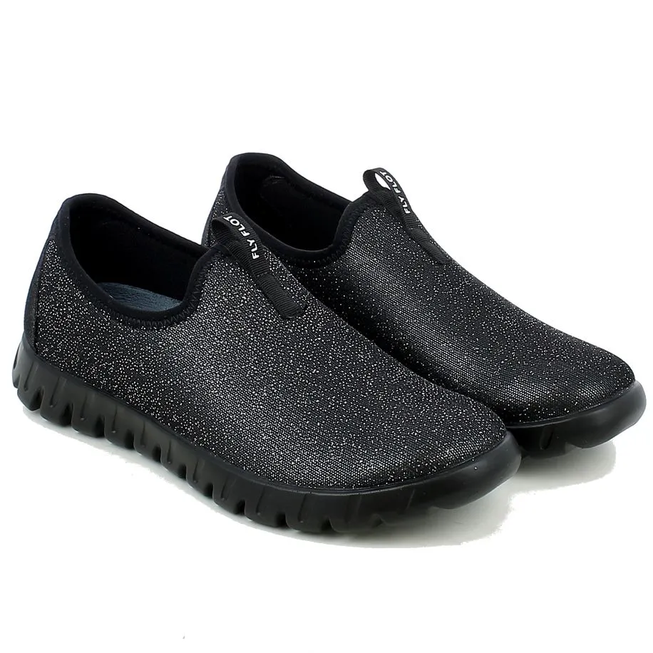Fly Flot  Pantofola elasticizzata in Glitter Nero 