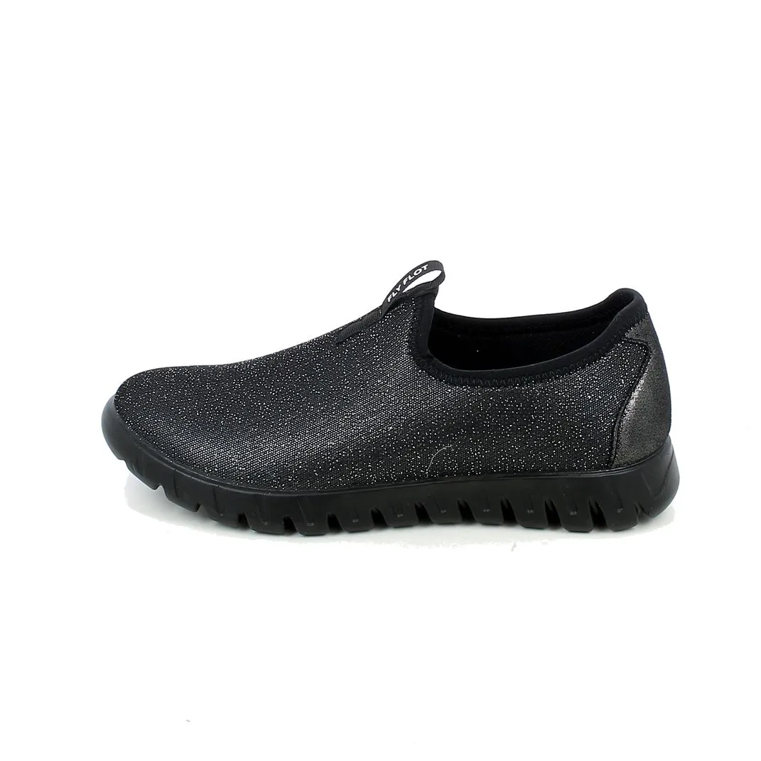 Fly Flot  Pantofola elasticizzata in Glitter Nero 