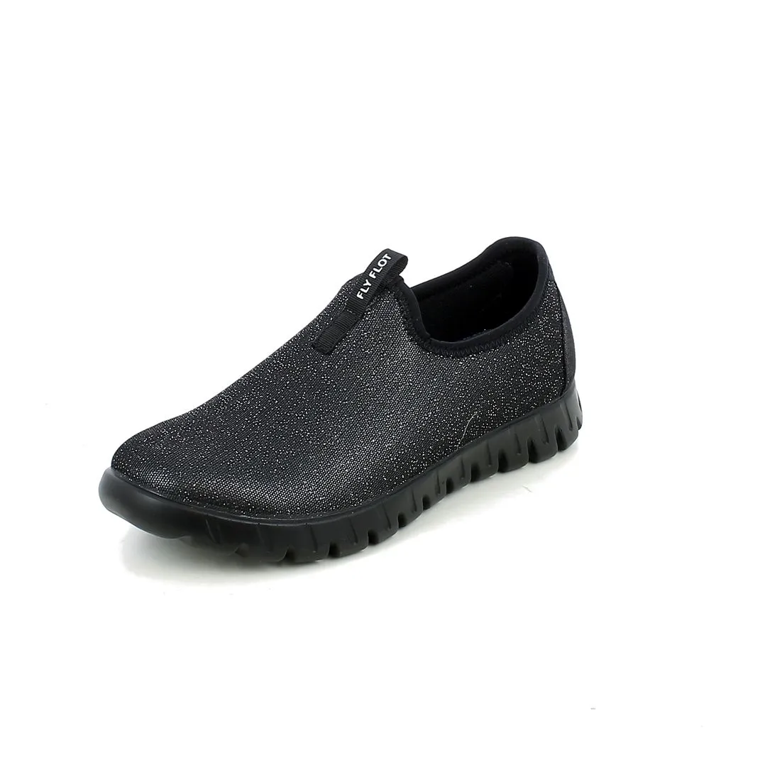 Fly Flot  Pantofola elasticizzata in Glitter Nero 