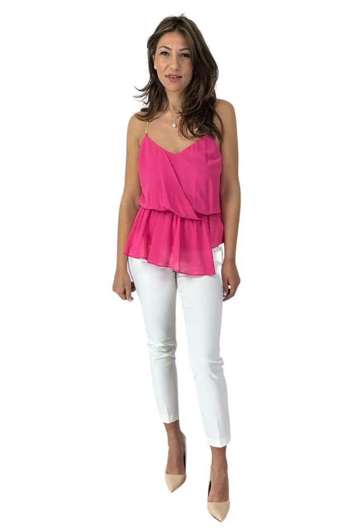 Fracomina top senza maniche in georgette fq23st2007w412n4