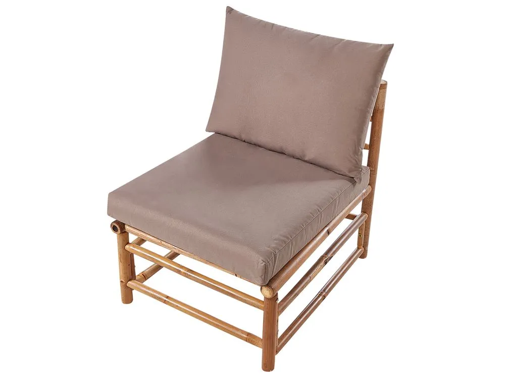 Garden Lounge Set with Table 6 Seater CERRETO Left Hand Bamboo Wood Taupe