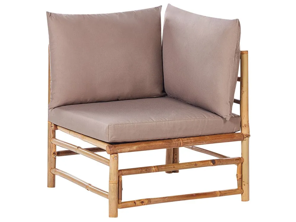 Garden Lounge Set with Table 6 Seater CERRETO Left Hand Bamboo Wood Taupe