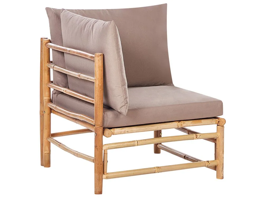 Garden Lounge Set with Table 6 Seater CERRETO Left Hand Bamboo Wood Taupe