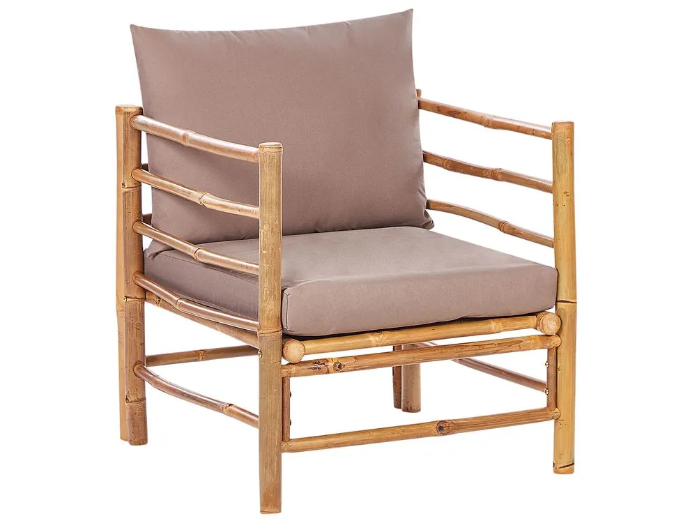 Garden Lounge Set with Table 6 Seater CERRETO Left Hand Bamboo Wood Taupe