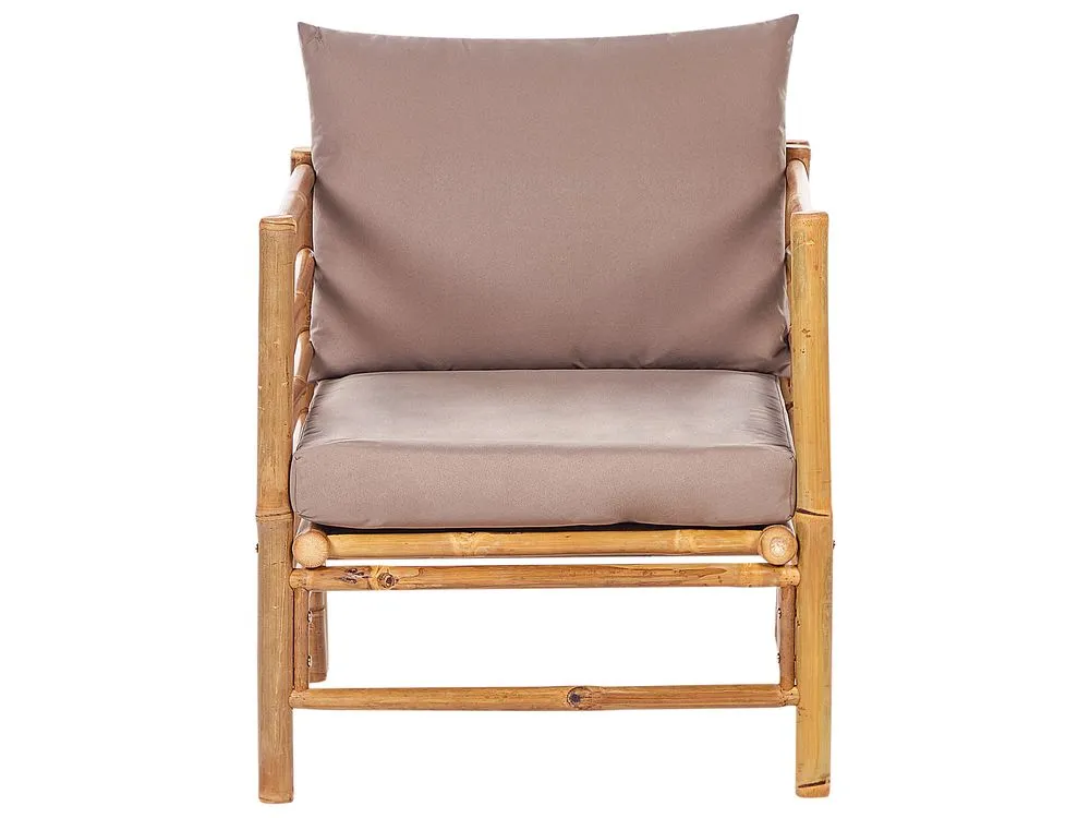 Garden Lounge Set with Table 6 Seater CERRETO Left Hand Bamboo Wood Taupe