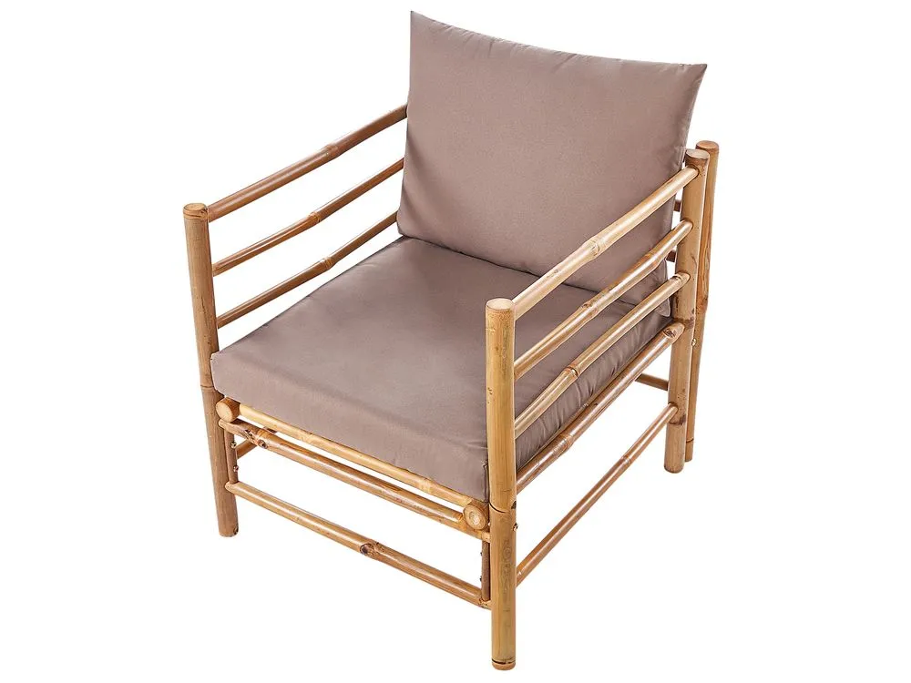 Garden Lounge Set with Table 6 Seater CERRETO Left Hand Bamboo Wood Taupe