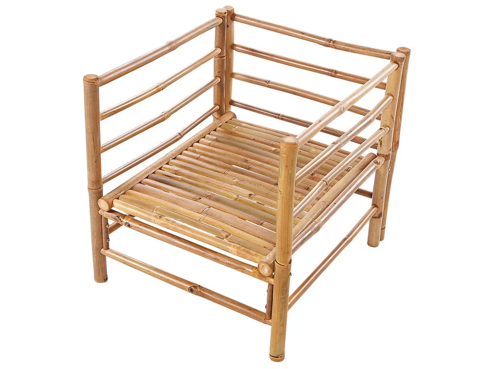 Garden Lounge Set with Table 6 Seater CERRETO Left Hand Bamboo Wood Taupe