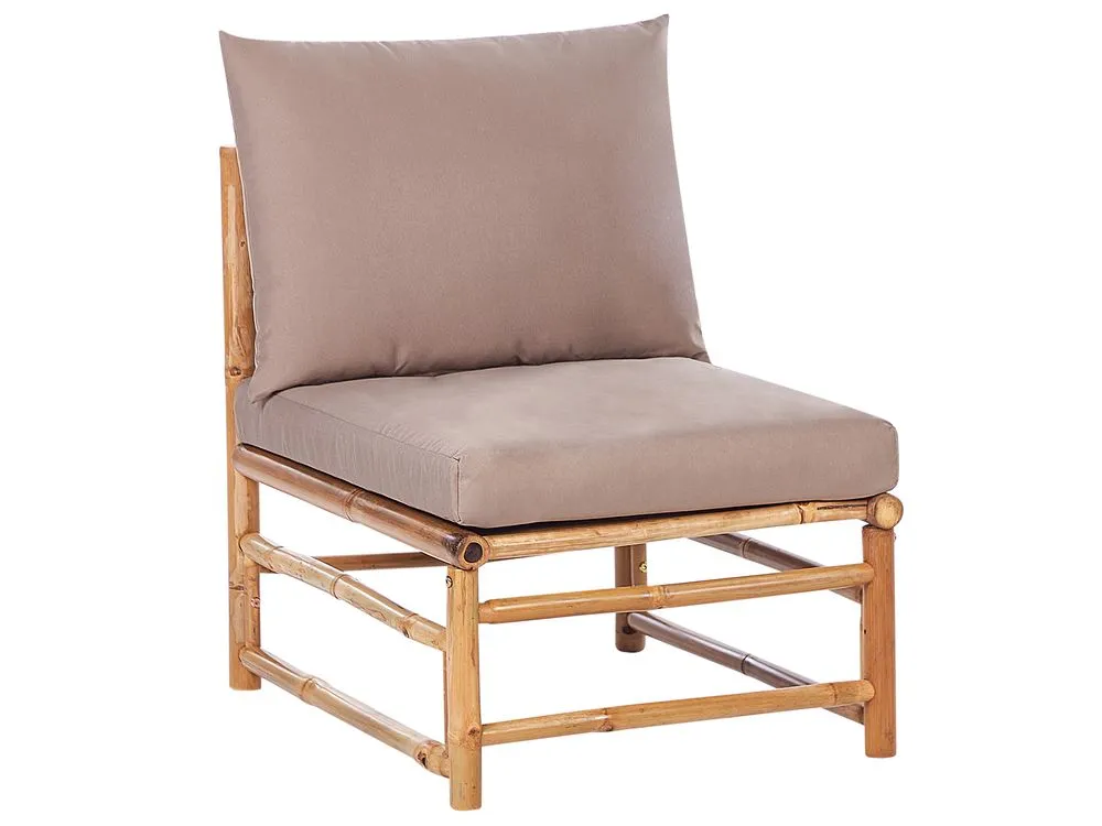 Garden Lounge Set with Table 6 Seater CERRETO Left Hand Bamboo Wood Taupe