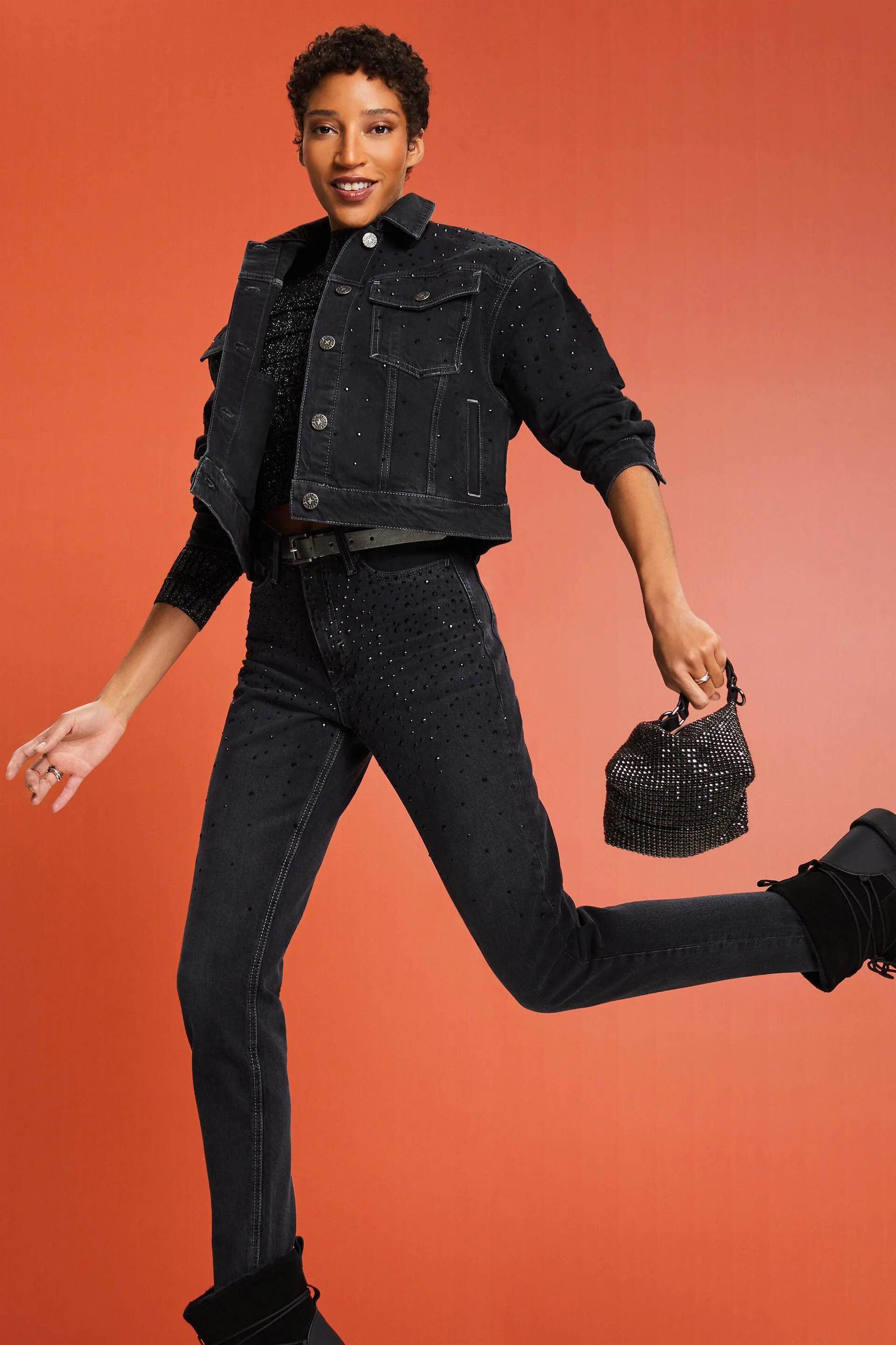 Giacca denim con strass