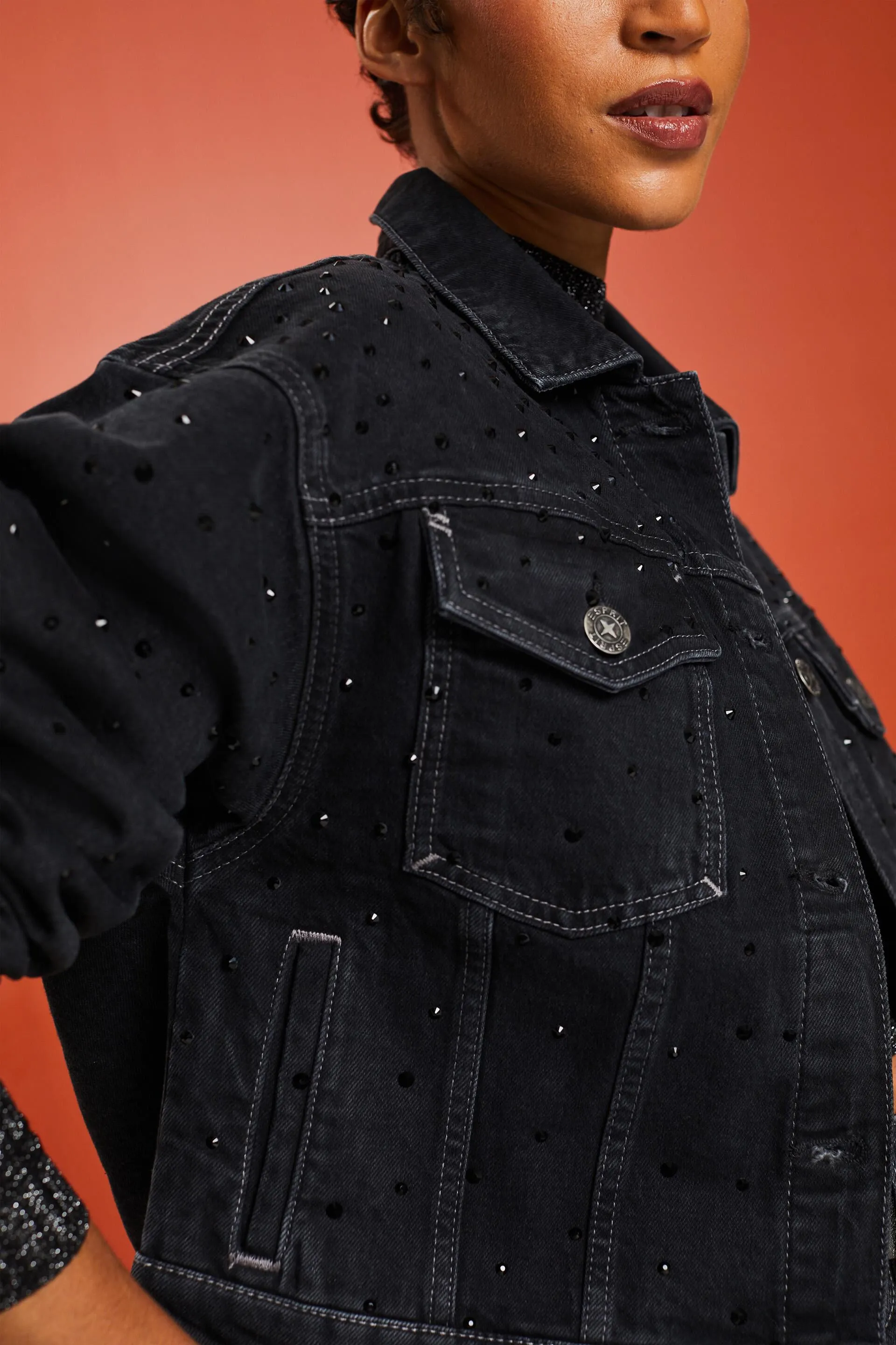 Giacca denim con strass