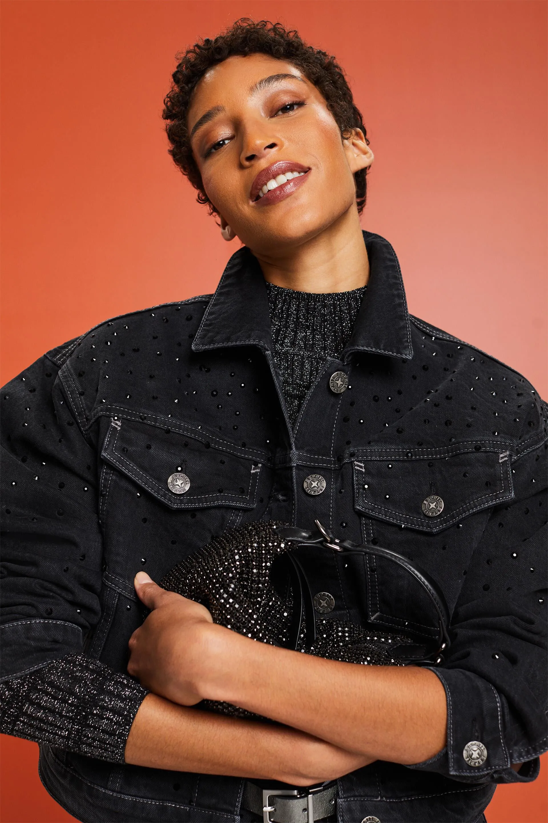Giacca denim con strass