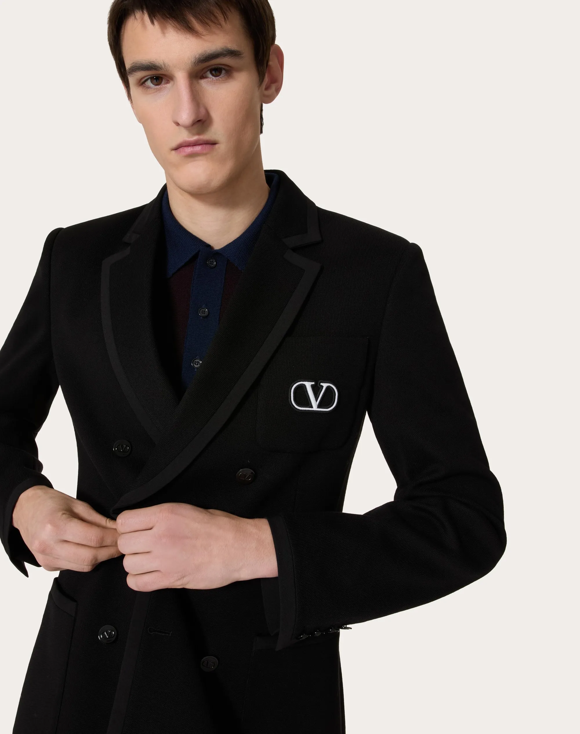 GIACCA DOPPIOPETTO IN JERSEY DI COTONE CON PATCH VLOGO SIGNATURE