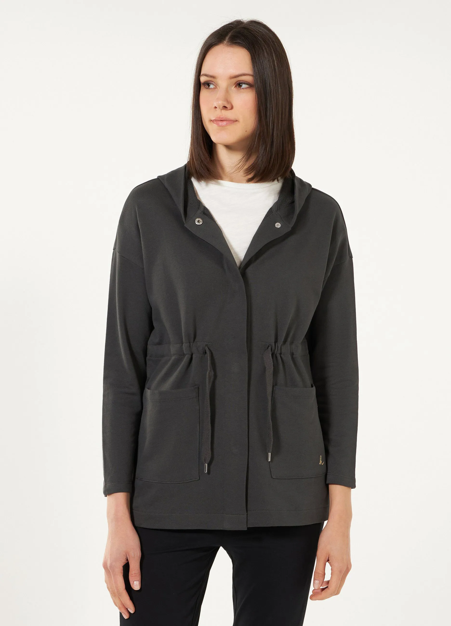 Giacca Holistic con cappuccio in puro cotone fleece donna
