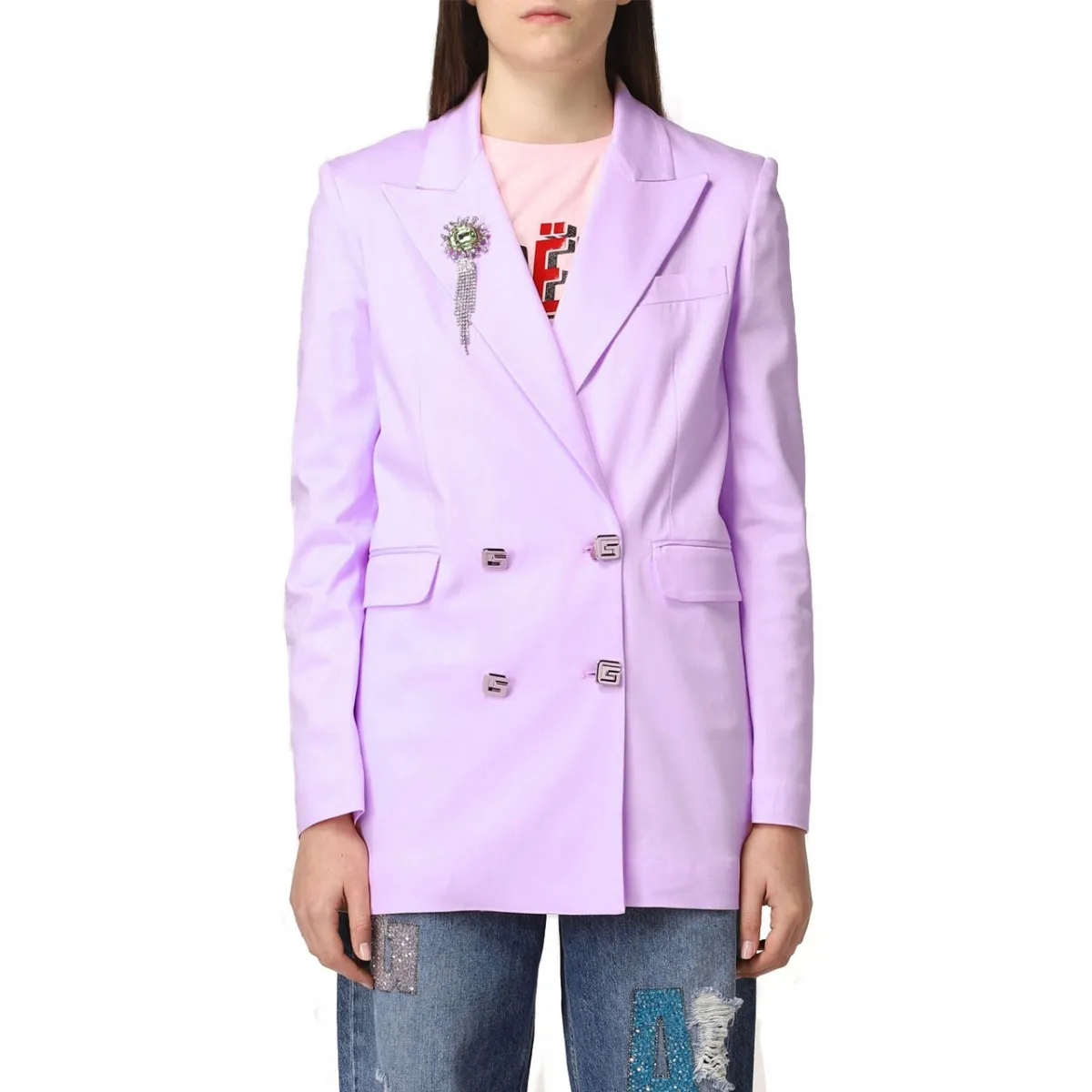 Giacca In Twill Di Cotone, Viola