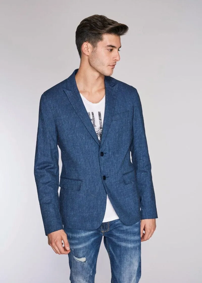 Giacca monopetto in lino e cotone