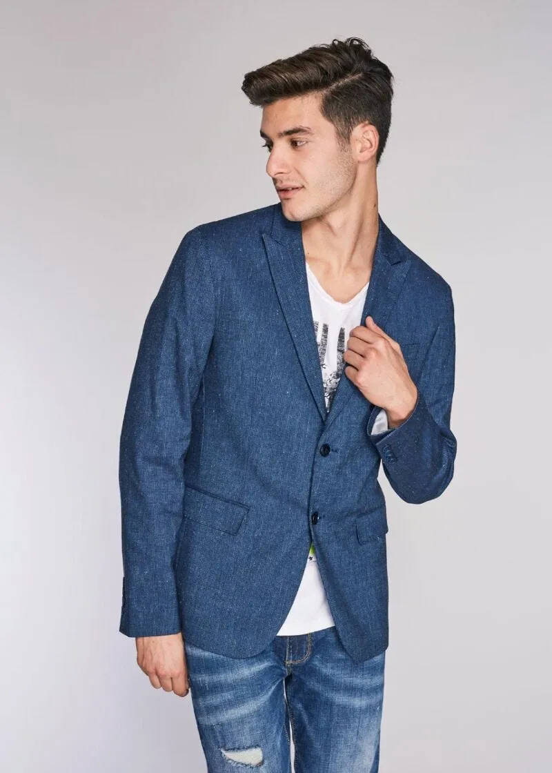 Giacca monopetto in lino e cotone