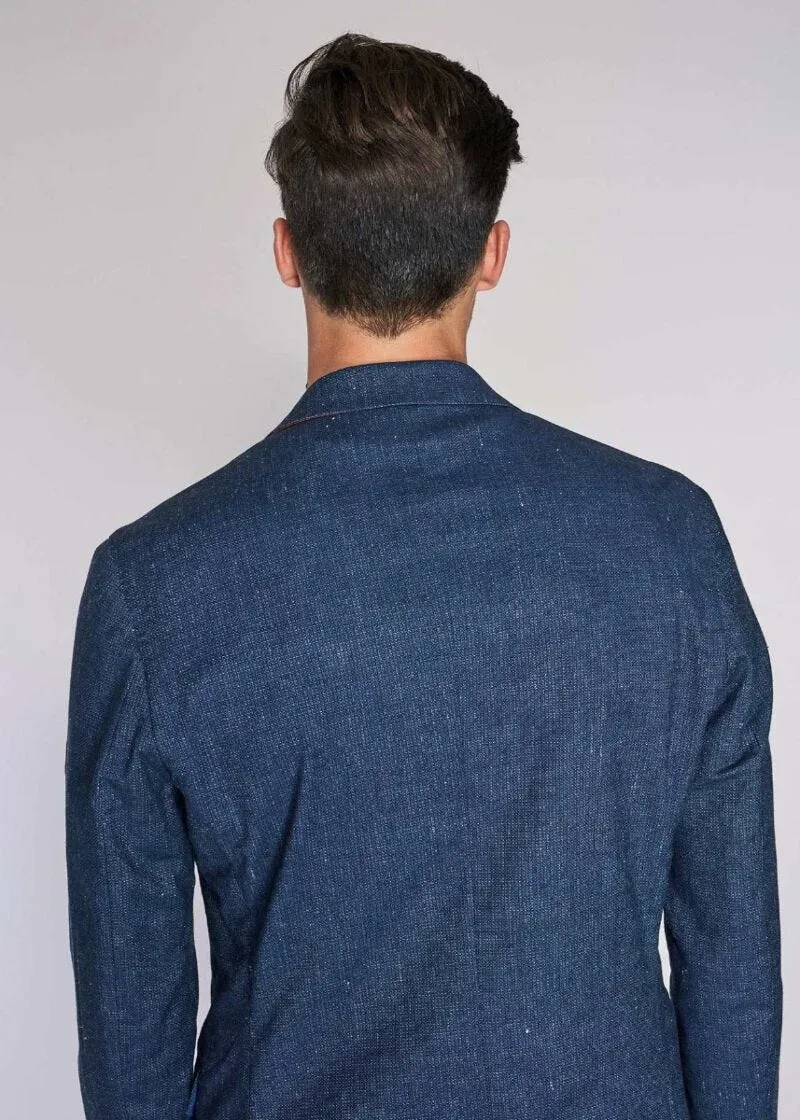 Giacca monopetto in lino e cotone