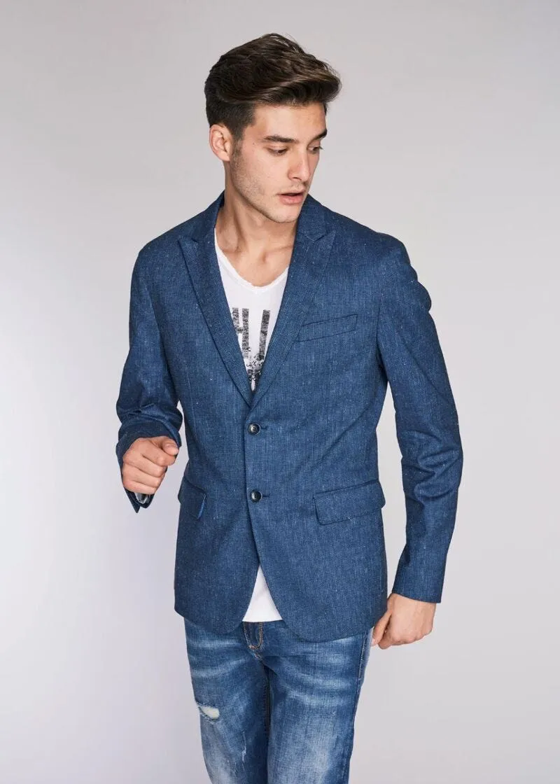 Giacca monopetto in lino e cotone