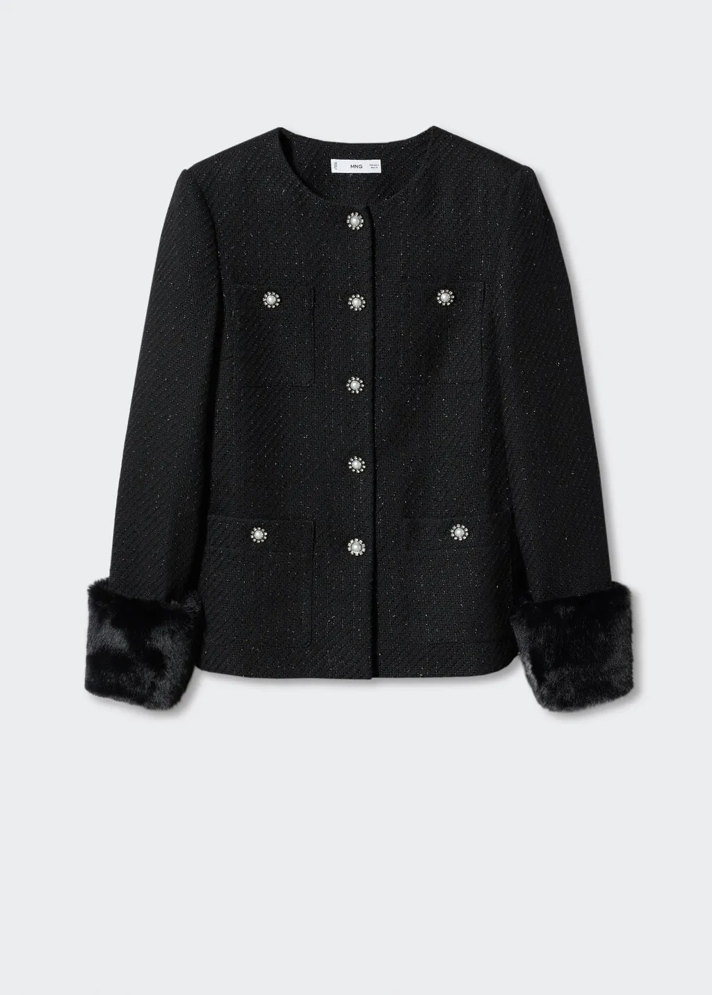Giacca tweed bottoni gioiello