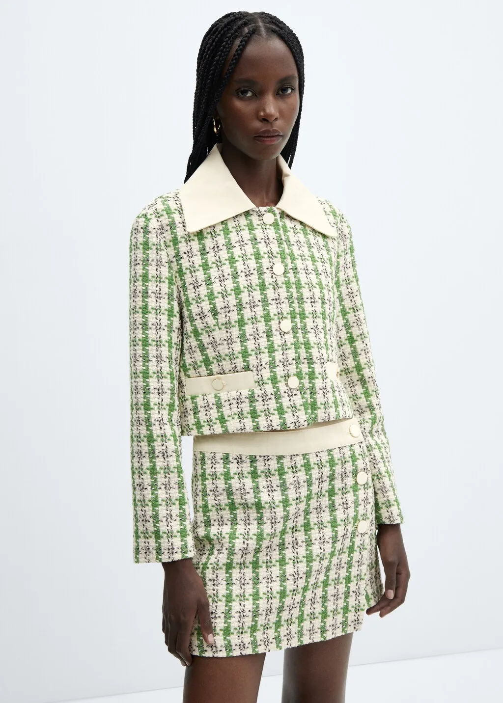 Giacca tweed collo camicia