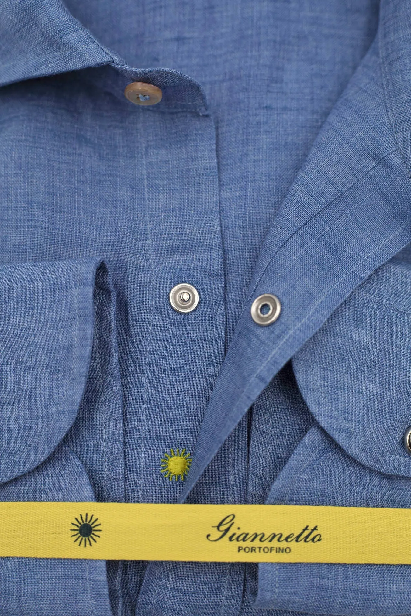 GIANNETTO PORTOFINO Camicia Lino Azzurro SLIM FIT