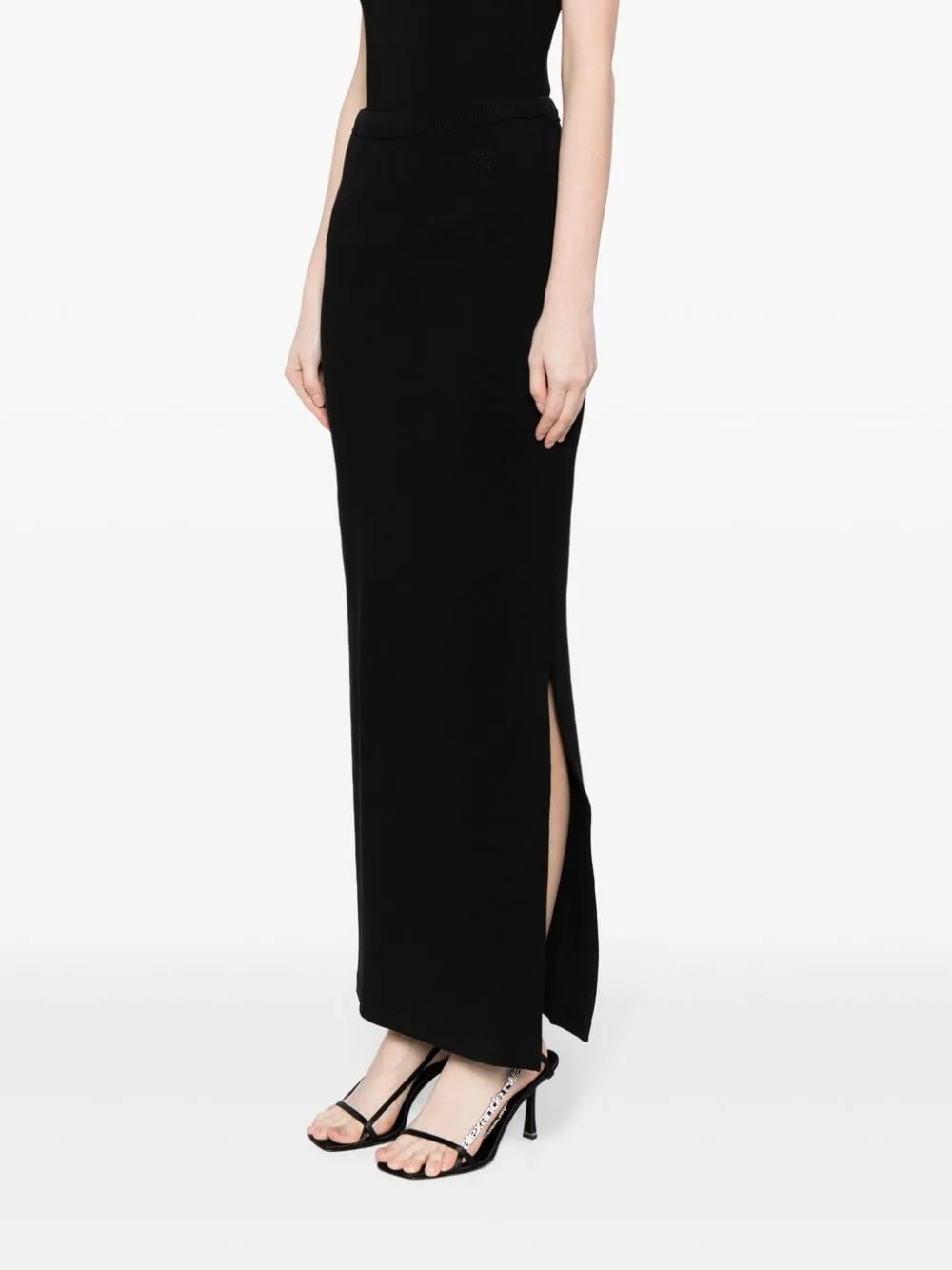 Gonna lunga con spacco laterale in nero - donna