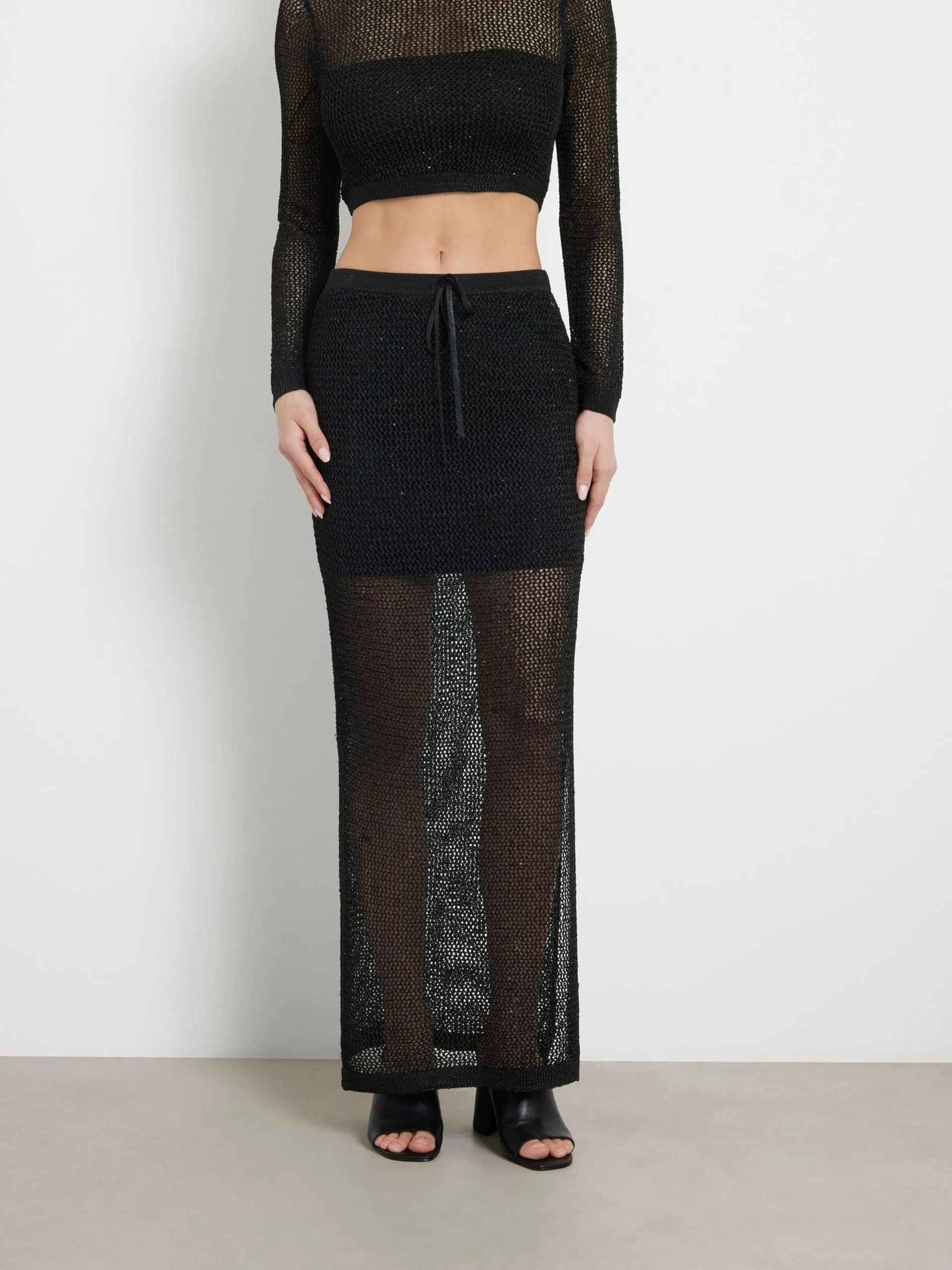 Gonna lunga in maglia paillettes guess
