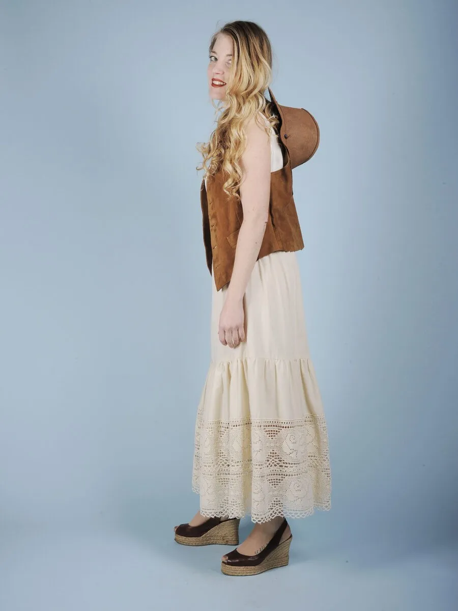 Gonna lunga in misto cotone balza crochet
