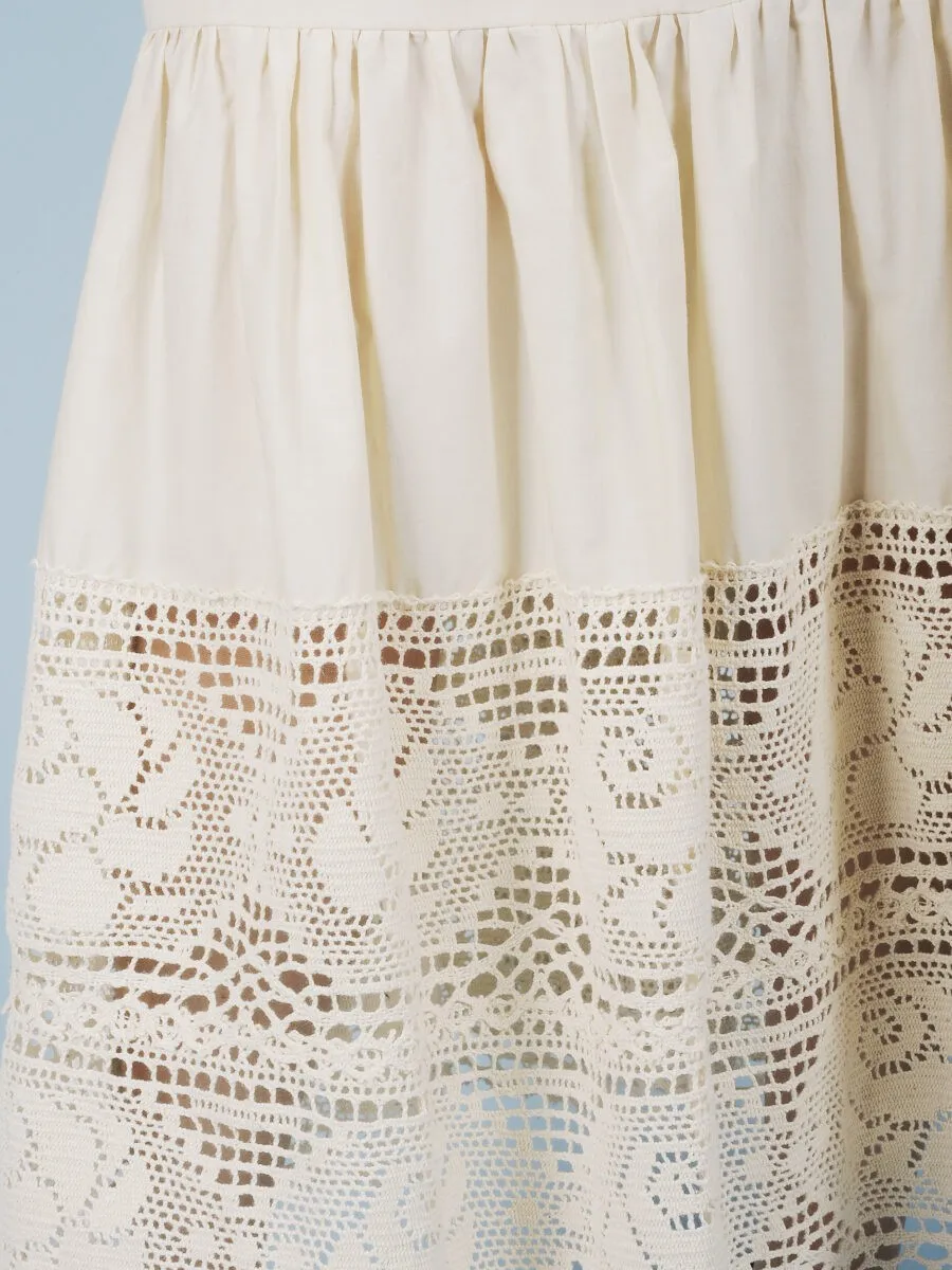 Gonna lunga in misto cotone balza crochet