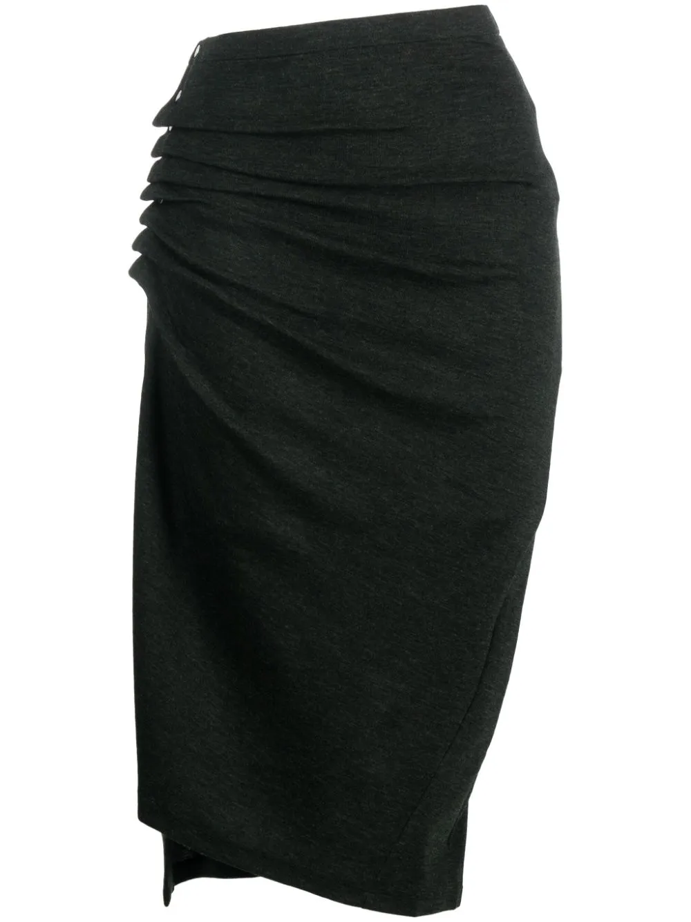 Gonna midi arricciata asimmetrica in verde - donna