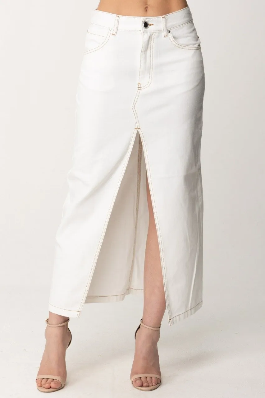 Gonna midi con spacco BIANCO-BIANCANEVE