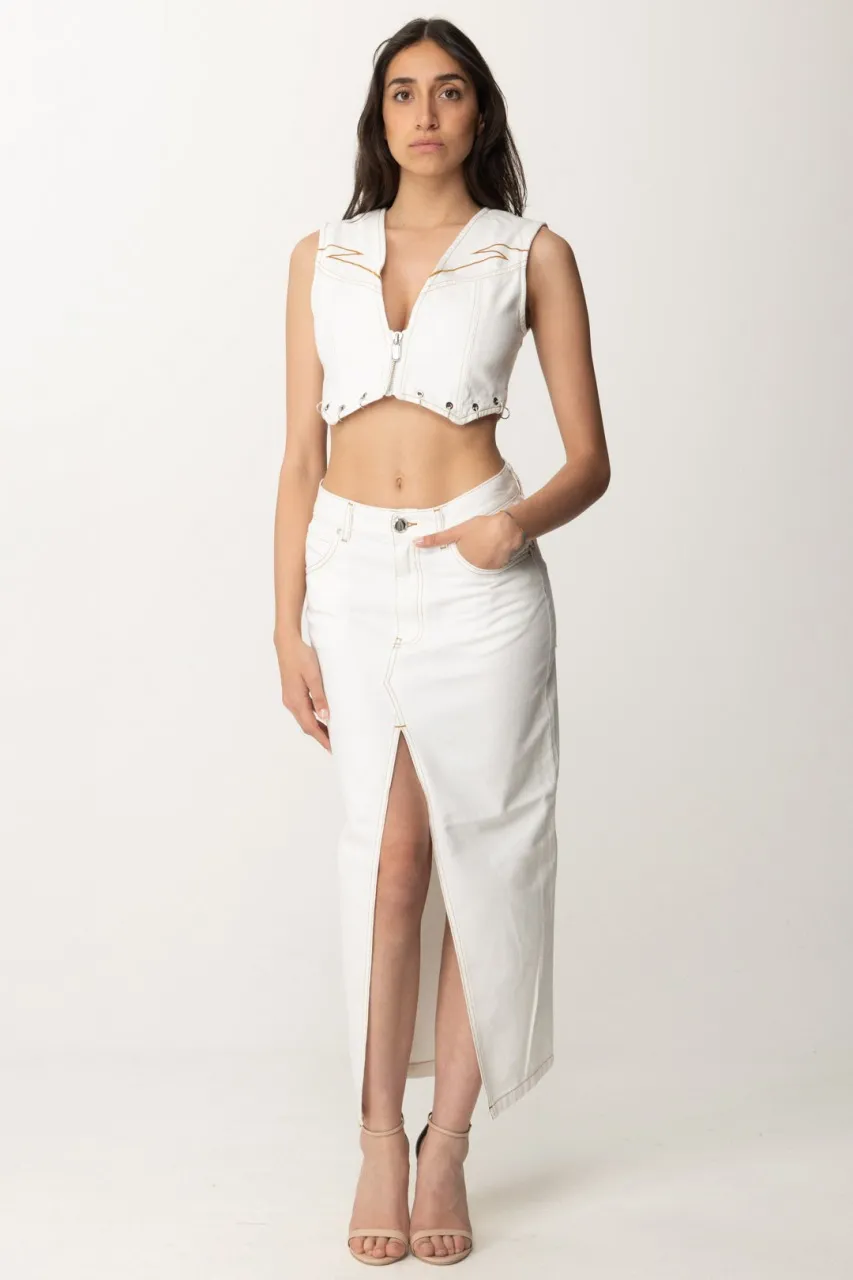 Gonna midi con spacco BIANCO-BIANCANEVE