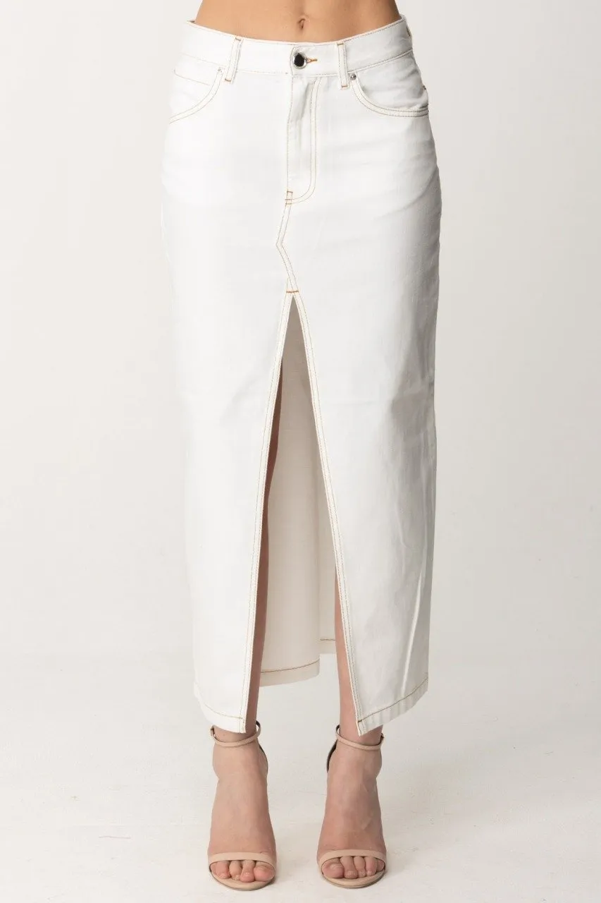 Gonna midi con spacco BIANCO-BIANCANEVE