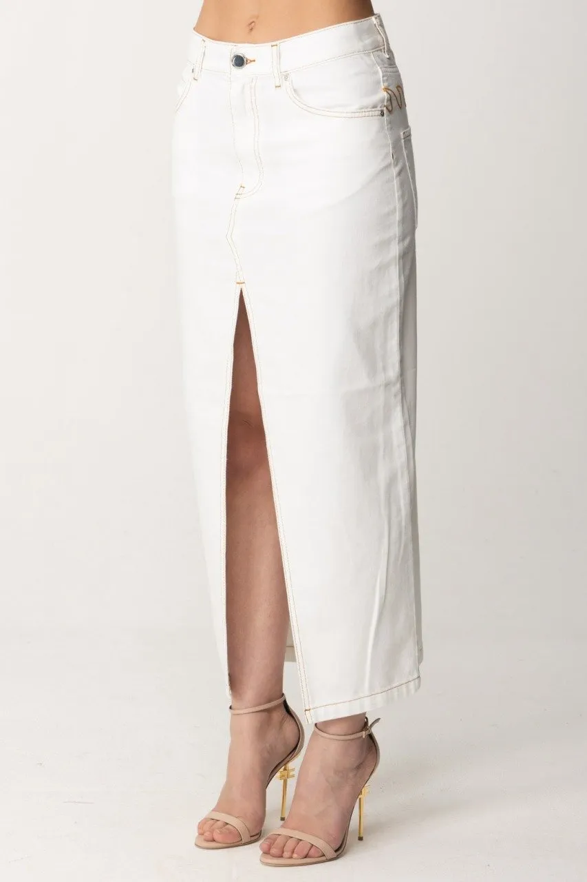 Gonna midi con spacco BIANCO-BIANCANEVE