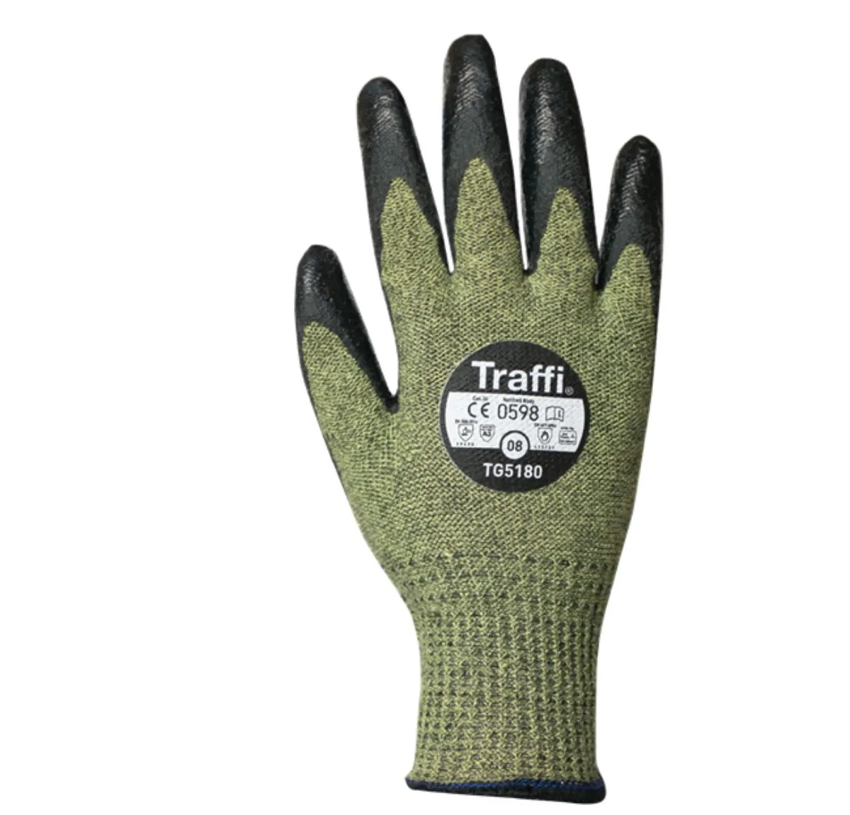 Guanti antitaglio Traffi, Tg. 10, in Acrilico, Aramide, Fibra di vetro, col. Verde