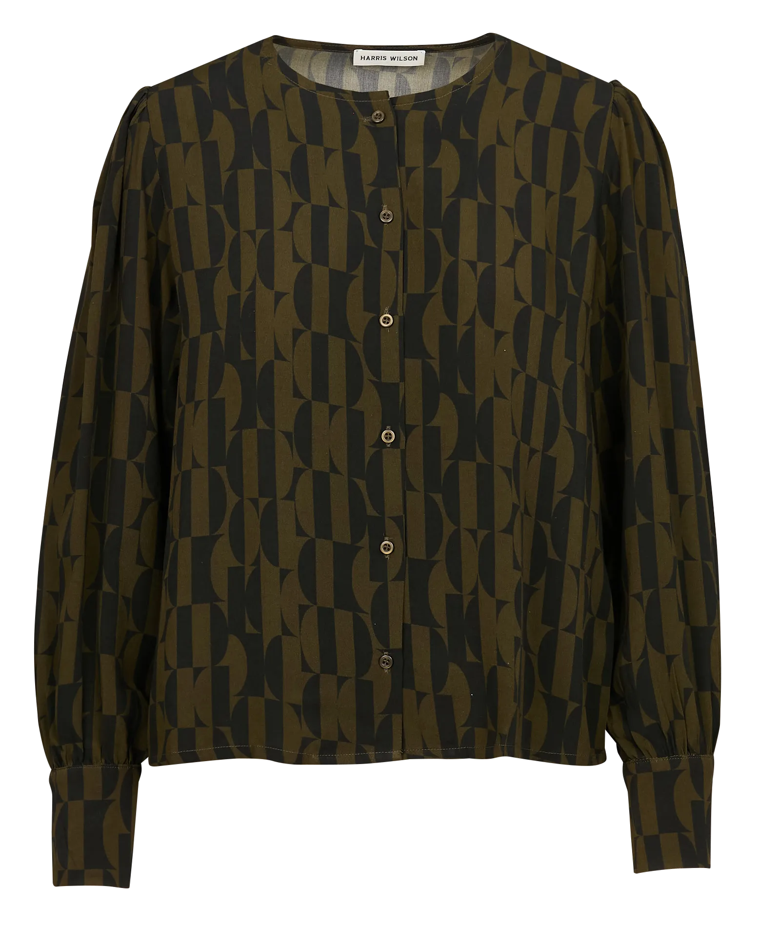  HARRIS WILSON   FIDJI - Blouse col rond imprimée | Kaki