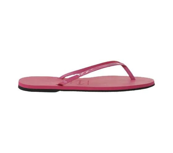 havaianas Metallic Shocking, infradito da donna alla moda con separatore per le dita dei piedi con stampa del logo rosa