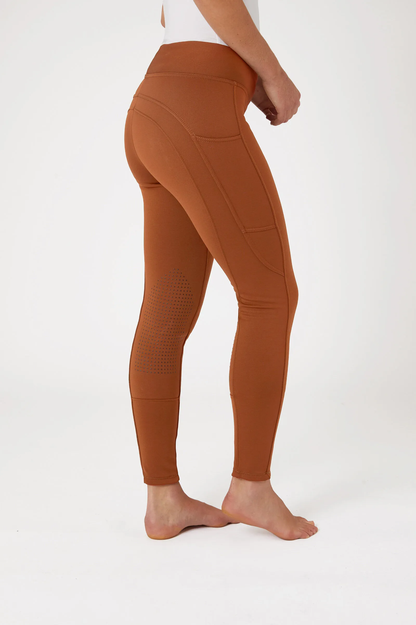 Horze Active Leggins invernali da equitazione per donna con grip al ginocchio e tasca per telefono