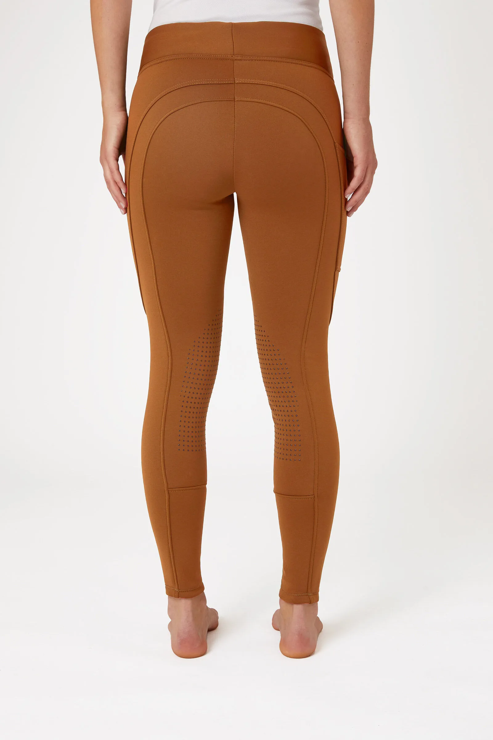 Horze Active Leggins invernali da equitazione per donna con grip al ginocchio e tasca per telefono