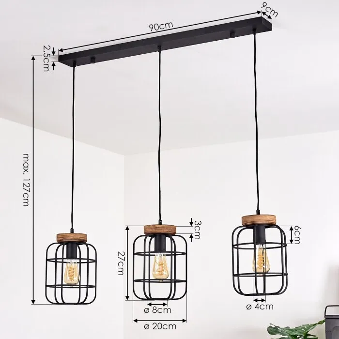 Husvik Lampada a Sospensione Nero, 3-Luci