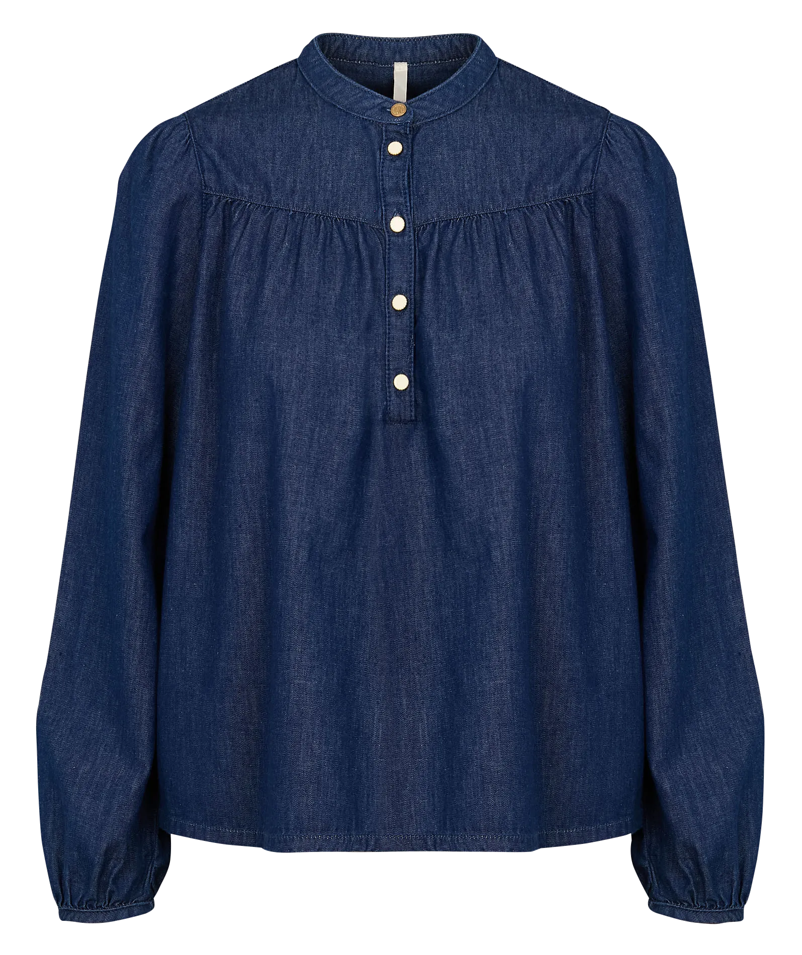  I CODE   Camicia ampia con collo alla coreana in cotone | Blu
