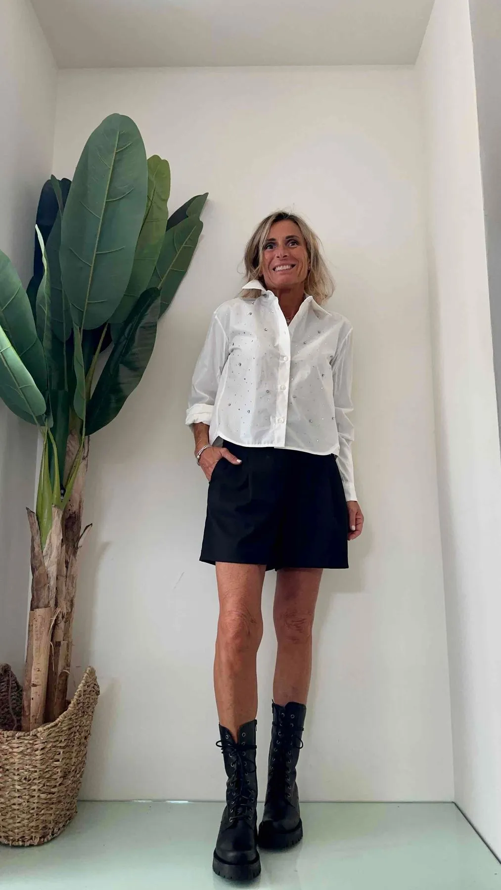 IMPERIAL - CLD2GKU - CAMICIA COTONE CON BRILLANTINI STONDATA