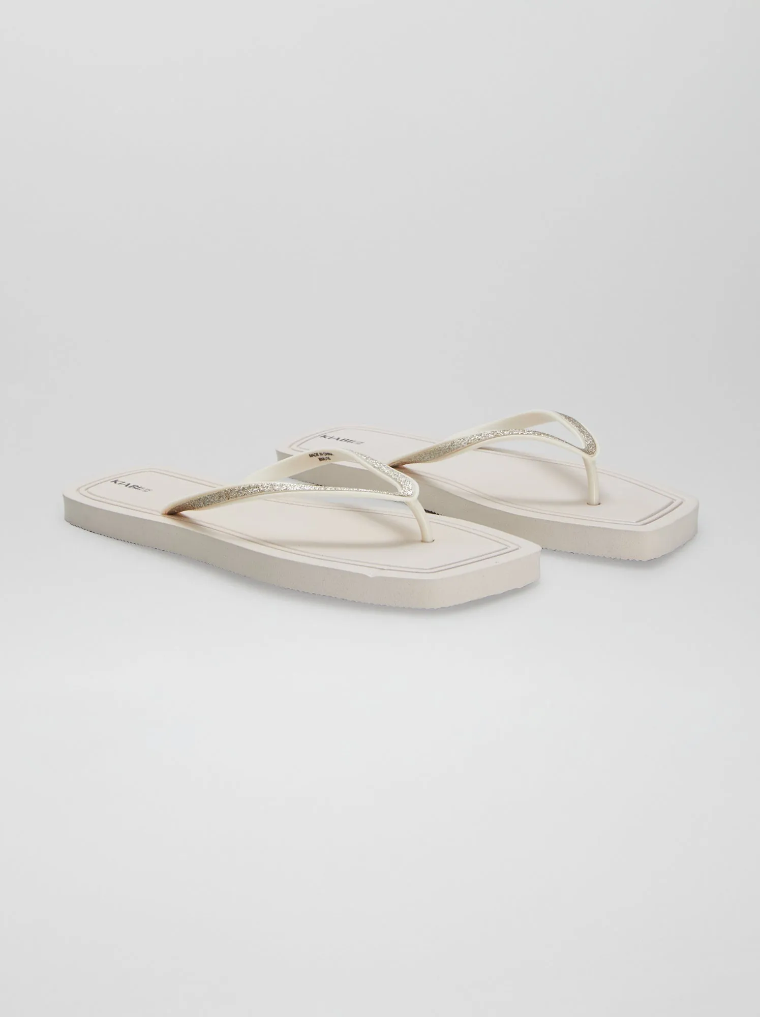 Infradito quadrate con strass - BEIGE