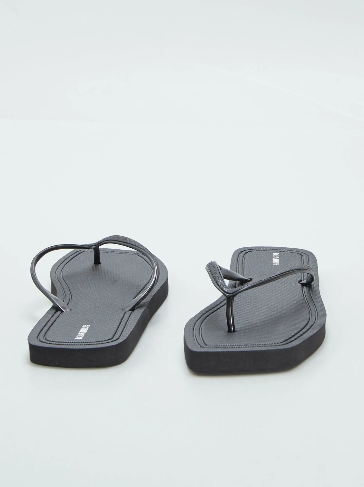 Infradito quadrate con strass - NERO