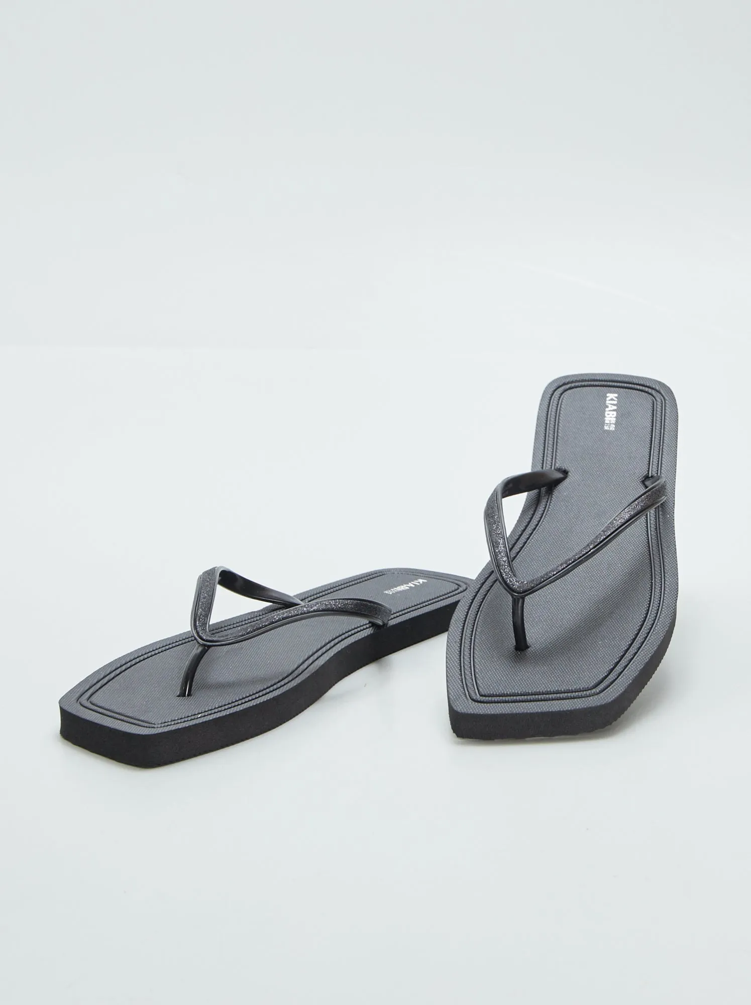 Infradito quadrate con strass - NERO