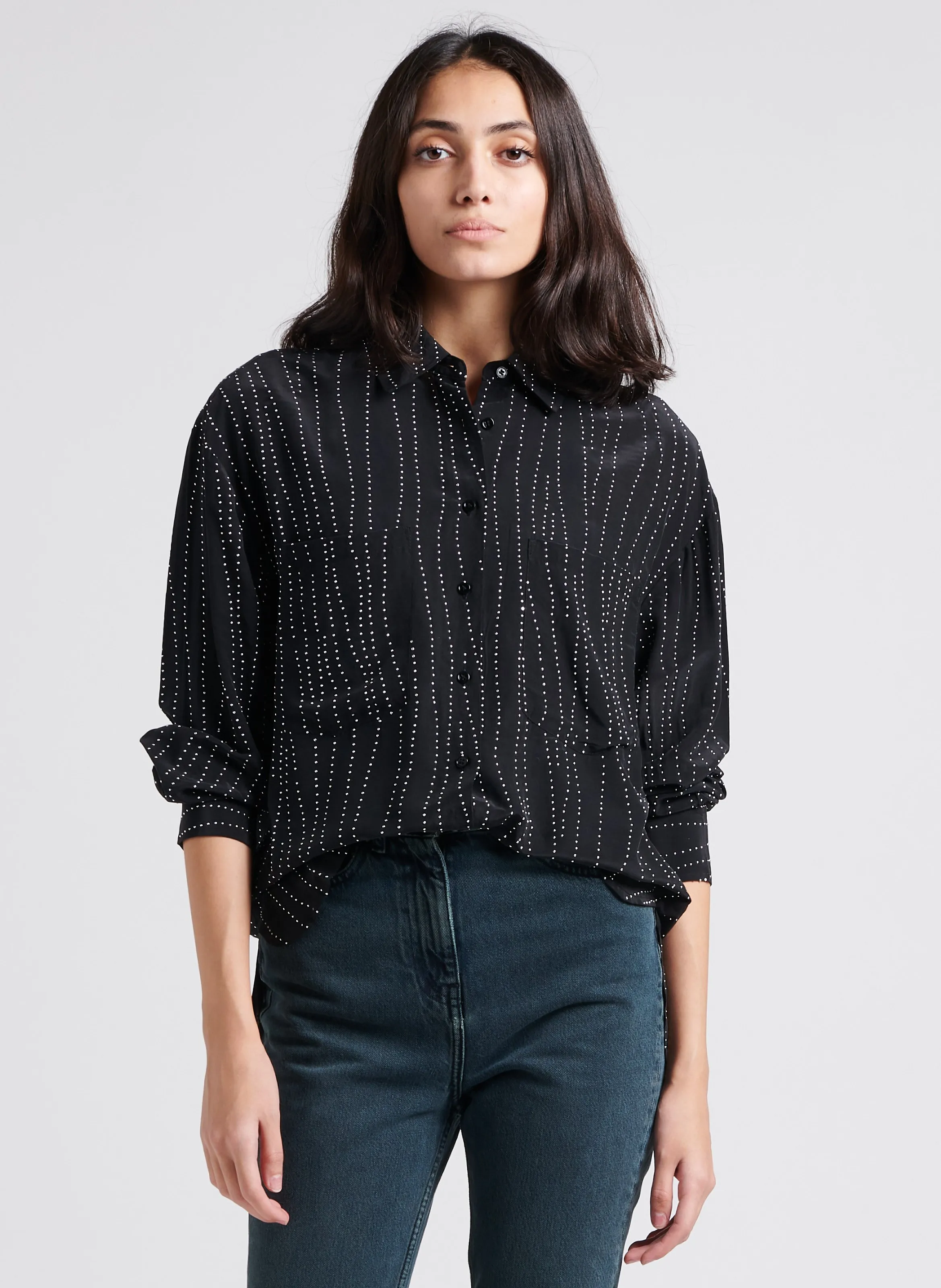 IRO   ZEFIRO - Camicia fluida con borchie all over | Nero