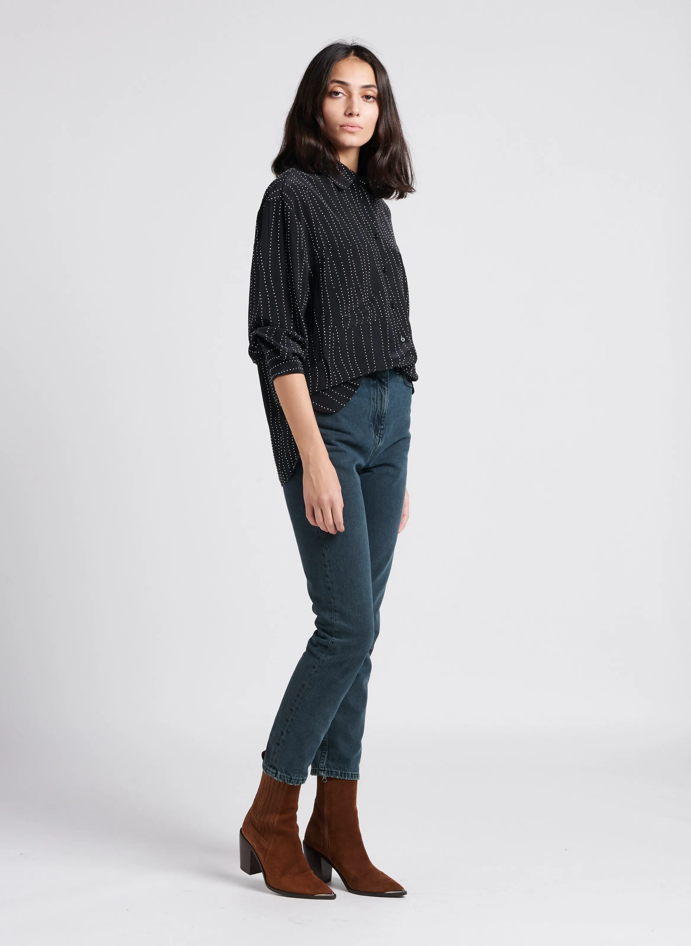  IRO   ZEFIRO - Camicia fluida con borchie all over | Nero