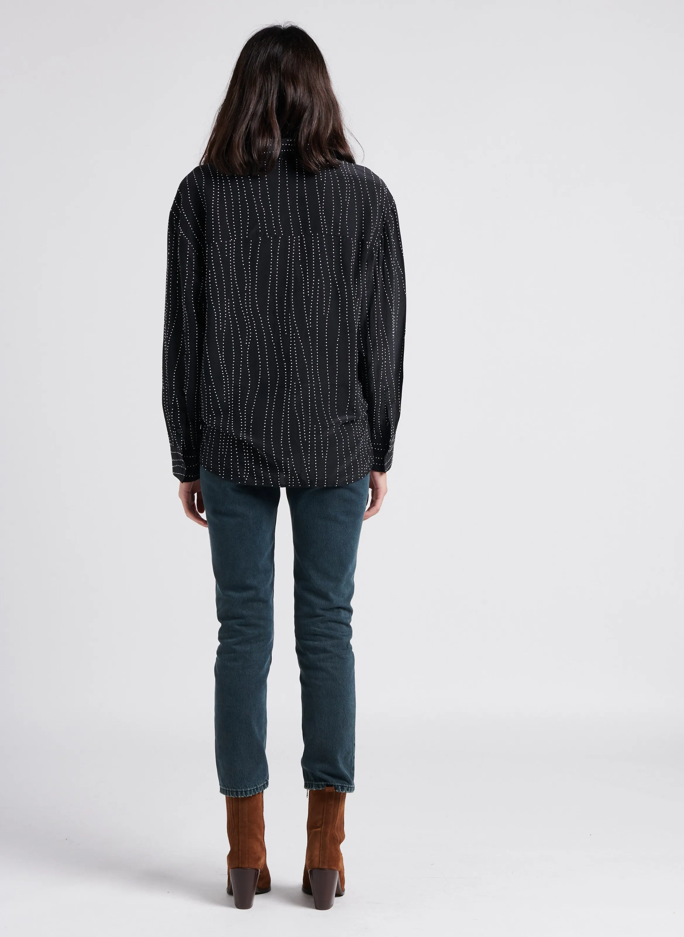  IRO   ZEFIRO - Camicia fluida con borchie all over | Nero